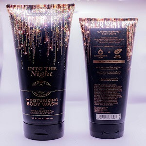 Into the night : a. moisturizing body wash (shea butter & cocoa) & Ultimate Hydration Body cream with Hyaluronic acid